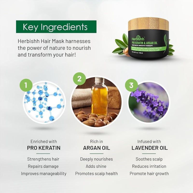 هيربيش شامبو صبغة الشعر هيربيش لينين 3 في 1 (عبوة من 3) 16.9 أونصة سائلة لكل عبوة، وقناع الشعر برو كيراتين بزيت الأرغان 5.07 أونصة سائلة، مجموعة للشعر الجاف والتالف 150 مل - لون شعر رمادي يدوم طويلاً للرجال والنساء - Image 3